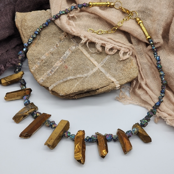 FP Designer Jewelry Emilie Shapiro Frozen Fire Path Gold Pyrite Raw Rock Nuggets - Picture 3 of 14